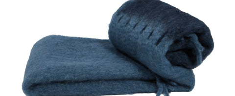 Stitching Mohair Throw- Blue