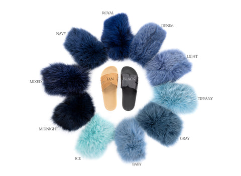 Baby blue fur slides sale